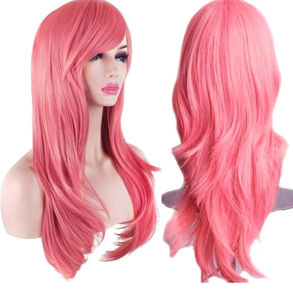 Akstore 28" 70cm Fashion Wigs Long Wavy Curly Hair Cosplay Wig & Wig Cap (Pink) - Picture 3 of 7